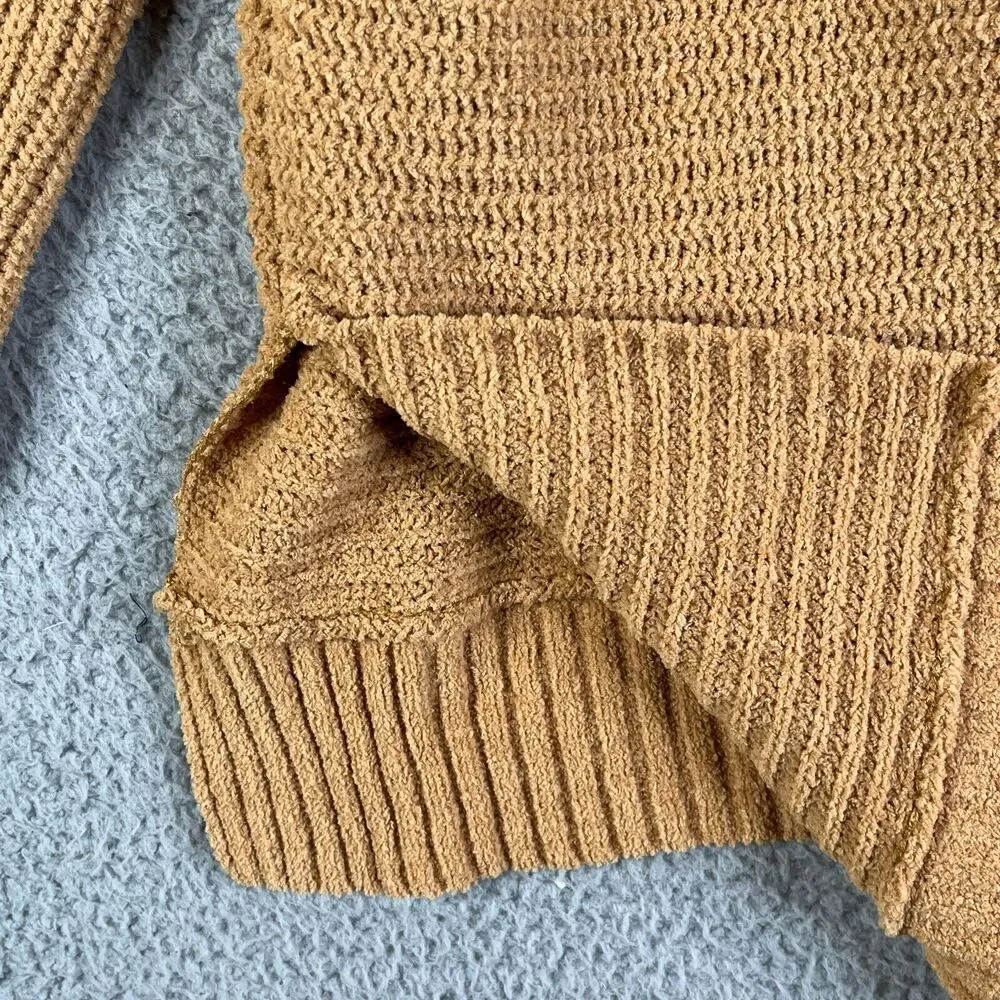 American Eagle Outfitters Sweater Womens XS Tan High Low Knit Lightweight Slits